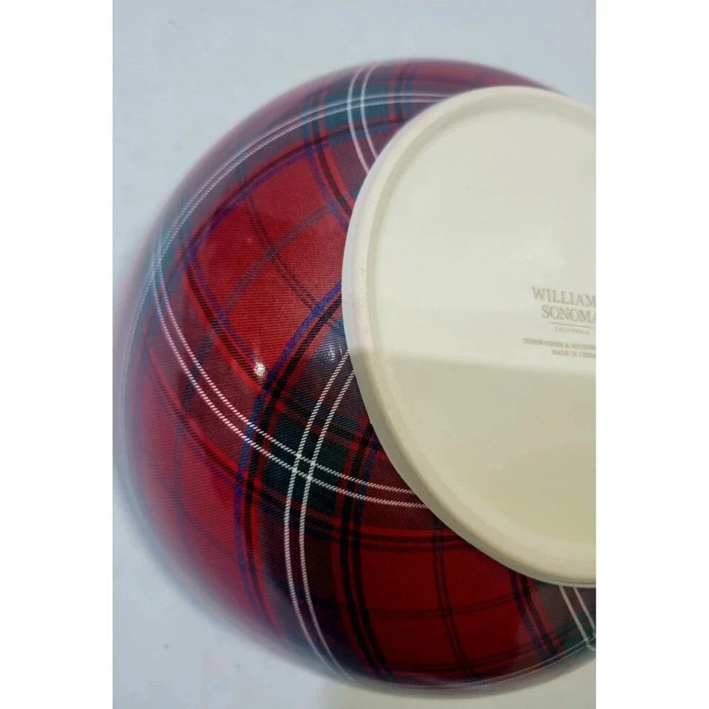 Williams Sonoma Mixing Bowl Tartan Plaid 8.75
